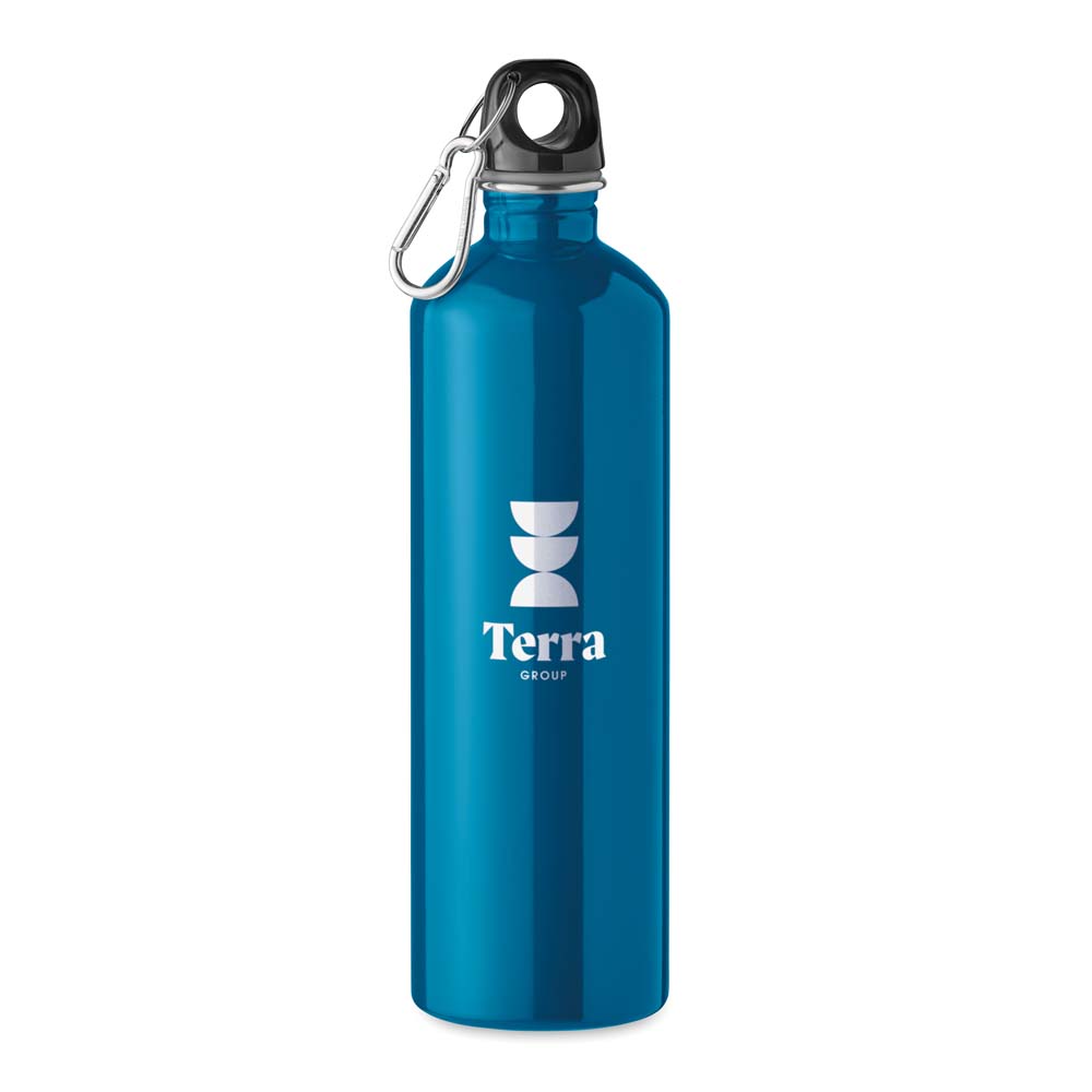 Bouteille simple paroi en acier inoxydable recyclé de 750ml. Quadri 360° incl. publicitaire personnalisé - vue 2