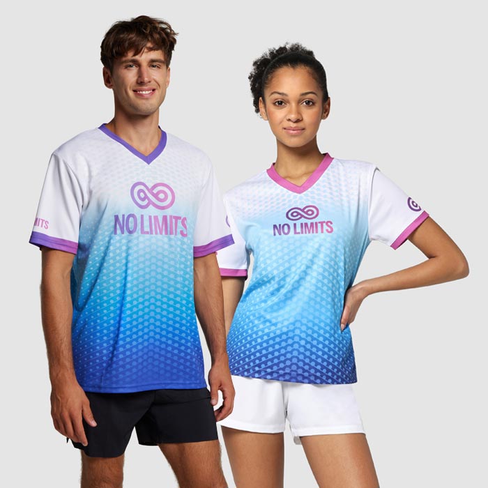 Maillot sublimé col V en maille polyester. publicitaire personnalisé - vue 3