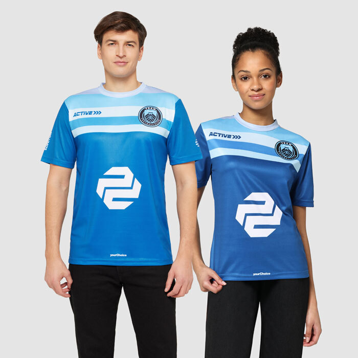 Maillot sublimé à col ras du cou en polyester interlock testé en laboratoire. publicitaire personnalisé - vue 3