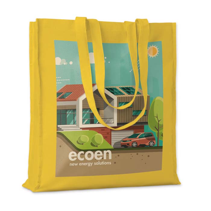 Sac en coton 140 g/m² avec soufflet et longues anses. publicitaire personnalisé - vue 3