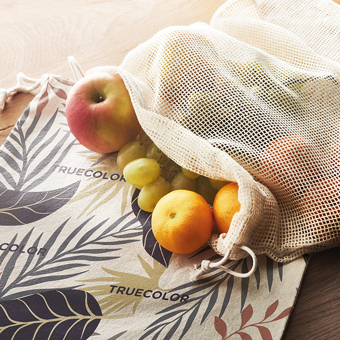 MB9010 Sac d'épicerie en coton avec maille sur 1 côté (30x35cm). publicitaire personnalisé - vue 3