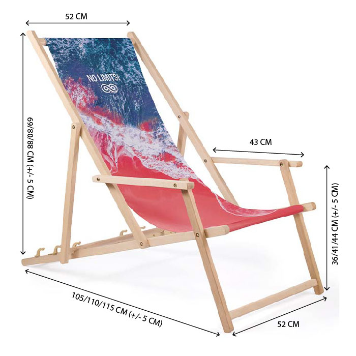 MCHA01 Chaise longue avec accoudoirs et housse amovible (sublimée) publicitaire personnalisé - vue 3