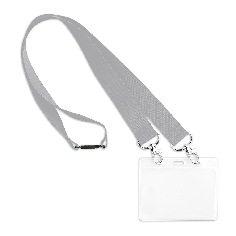 Lanyard avec 2 clips et impression en 1 couleur sur 1 côté. publicitaire personnalisé - vue 3