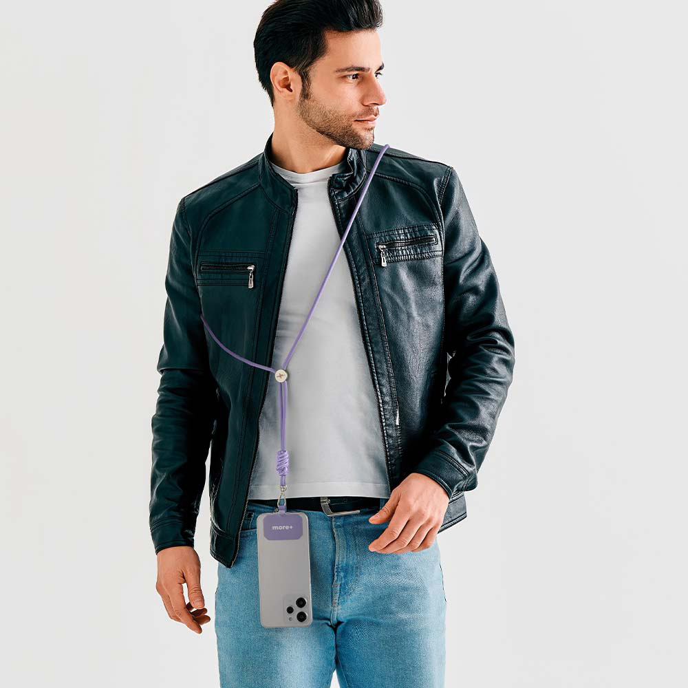 Lanyard pour téléphone à porter en bandoulière, avec nœud contrasté publicitaire personnalisé - vue 3