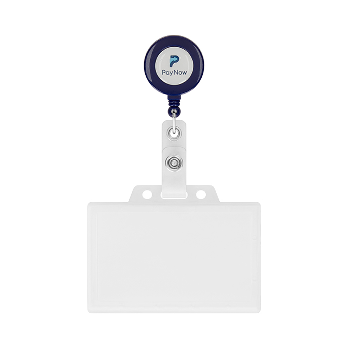 Enrouleur de badge rétractable de forme ronde avec logo ⌀2cm. publicitaire personnalisé - vue 3