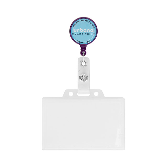 Enrouleur de badge rétractable de forme ronde avec logo ⌀2,8cm. publicitaire personnalisé - vue 3