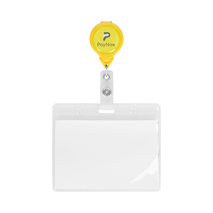 MLBR03 Enrouleur de badge rétractable en forme de goutte avec logo ⌀2,5cm. publicitaire personnalisé - vue 3