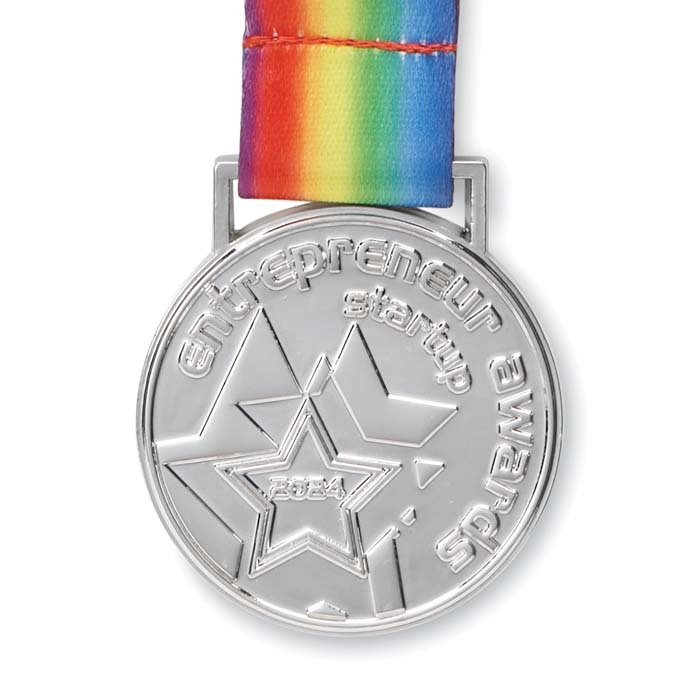 MM1012 Médaille en relief en alliage de zinc avec rubans cousus en boucle. publicitaire personnalisé - vue 3