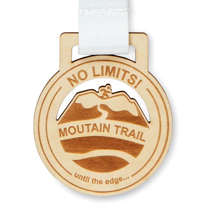 Médaille en bois (≤25cm2). Ruban sublimé. publicitaire personnalisé - vue 3