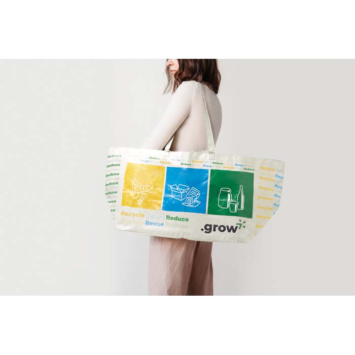 Sac shopping XL, anses courtes en PP et votre design en quadri. publicitaire personnalisé - vue 3