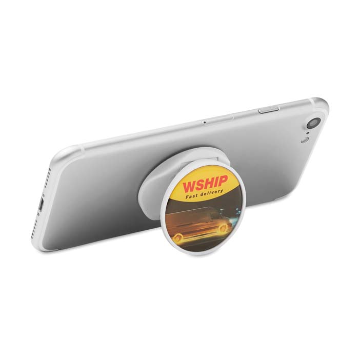 Support de téléphone pliable en ABS avec doming en quadri. publicitaire personnalisé - vue 3