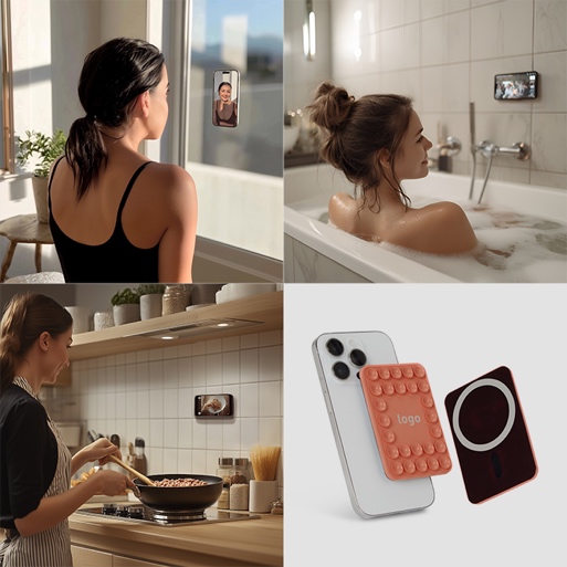 Étui magnétique pour téléphone avec fonction selfie, avec logo en 1 couleur. publicitaire personnalisé - vue 3