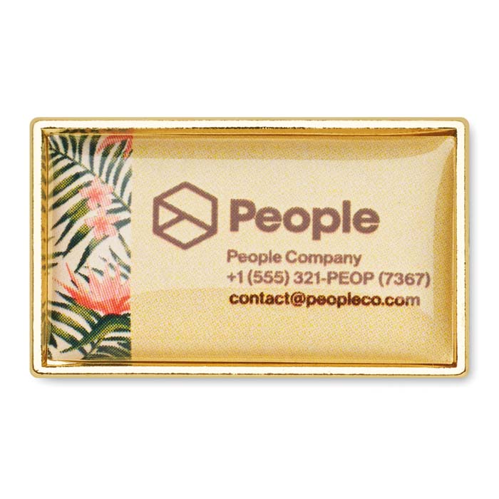 MPIN08 Pin's rectangulaire en métal avec doming publicitaire personnalisé - vue 3