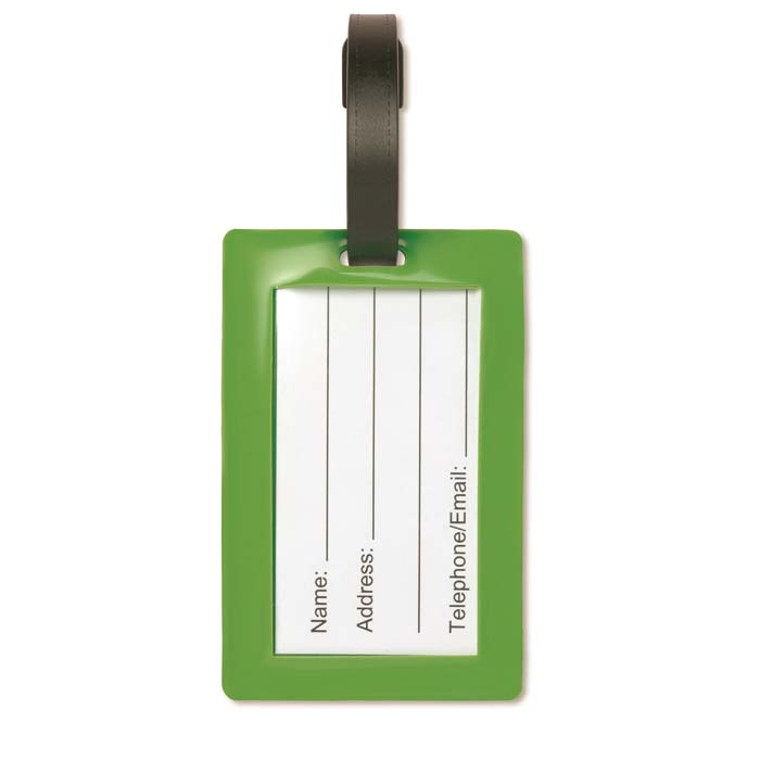 Etiquette à bagage en PVC grand modèle. Size: 65(w)x104(h) mm. publicitaire personnalisé - vue 3