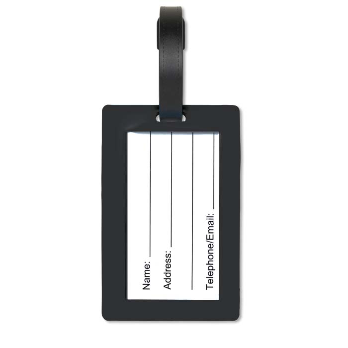 Etiquette à bagage en PVC petit modèle. Size: 65(w)x80(h) mm. publicitaire personnalisé - vue 3