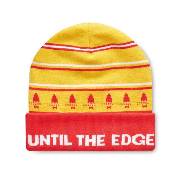 MW1012 Bonnet en acrylique à motif personnalisé avec revers en jacquard. publicitaire personnalisé - vue 3