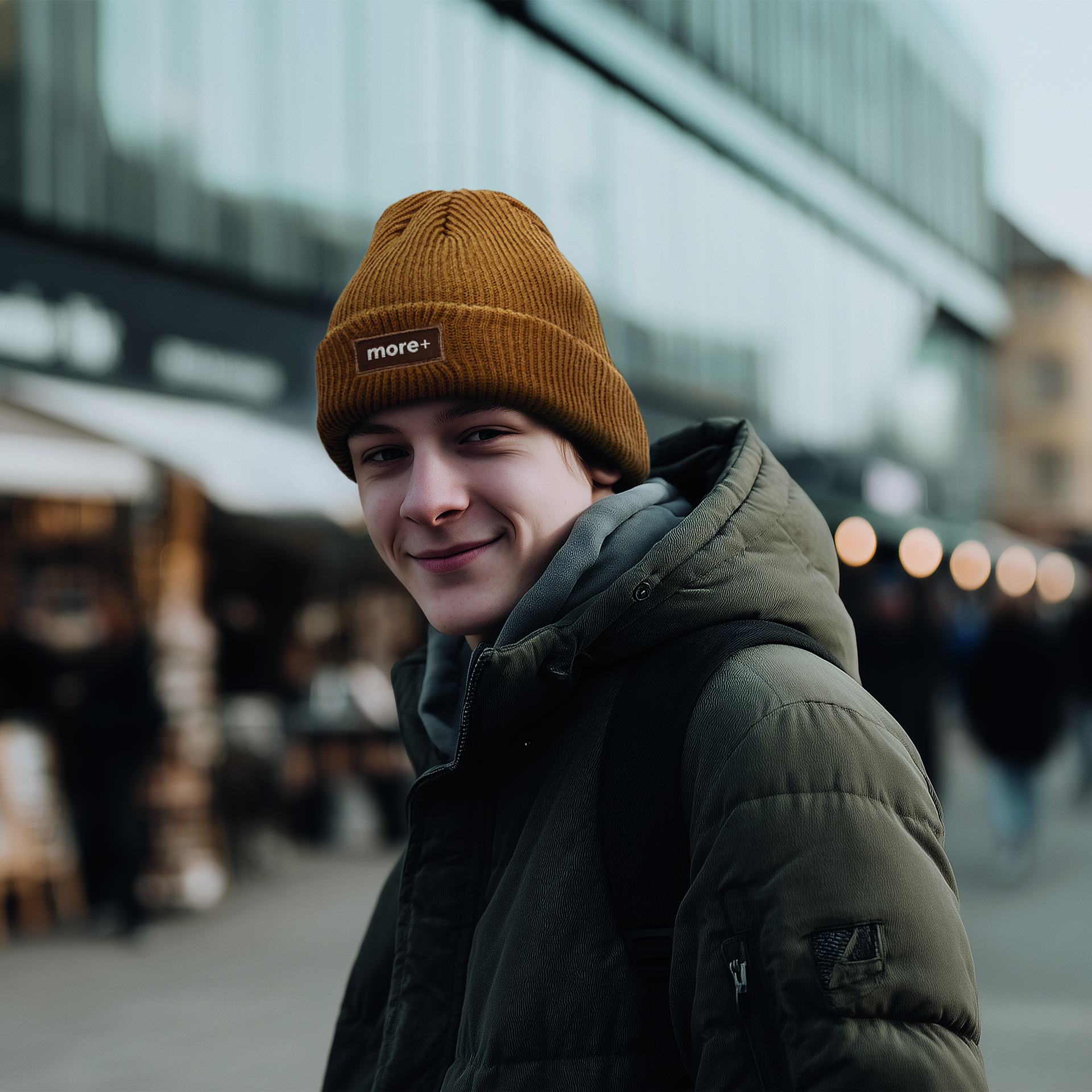 MW1018 Bonnet de pêcheur double couche en acrylique avec bord inférieur. Également d... publicitaire personnalisé - vue 3