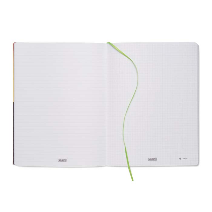 Cahier A5 à couverture souple en cuir PU avec avec feuilles personnalisées. publicitaire personnalisé - vue 3