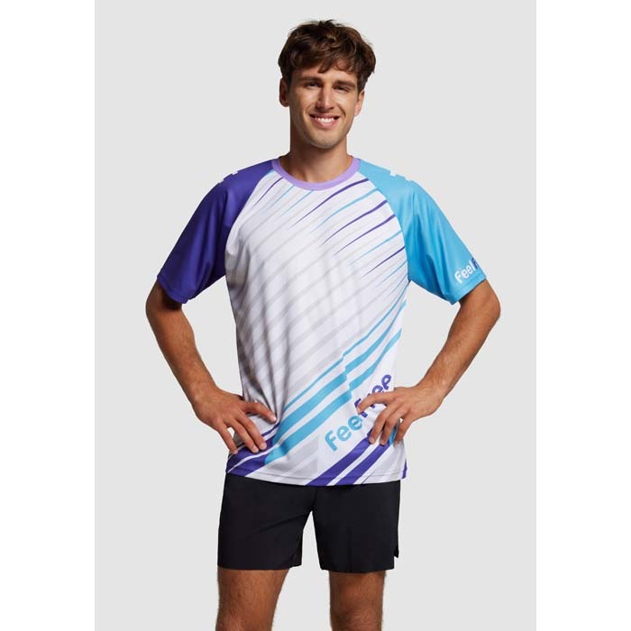 Maillot raglan sublimé à col ras du cou en maille polyester. publicitaire personnalisé - vue 4