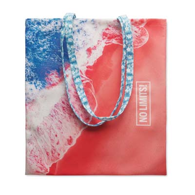 Tote bag en RPET sublimé. Taille : 38x42cm. Anses longues : 70x2cm. publicitaire personnalisé - vue 4