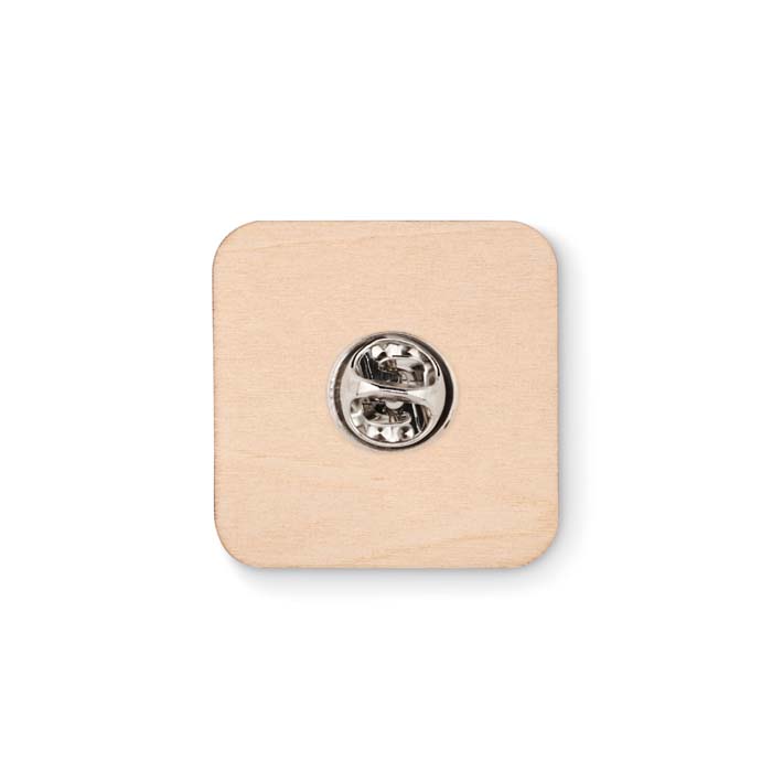 MBDG03 Épinglette en bois forme rectangle avec fermeture par épingle de sûreté publicitaire personnalisé - vue 4