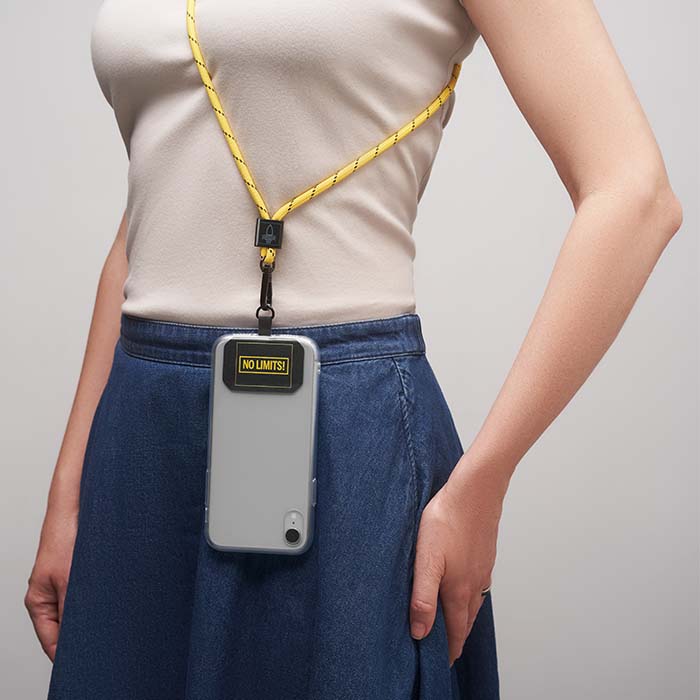 Cordon porte-téléphone bandoulière avec logo 1 couleur sur la boucle. publicitaire personnalisé - vue 4