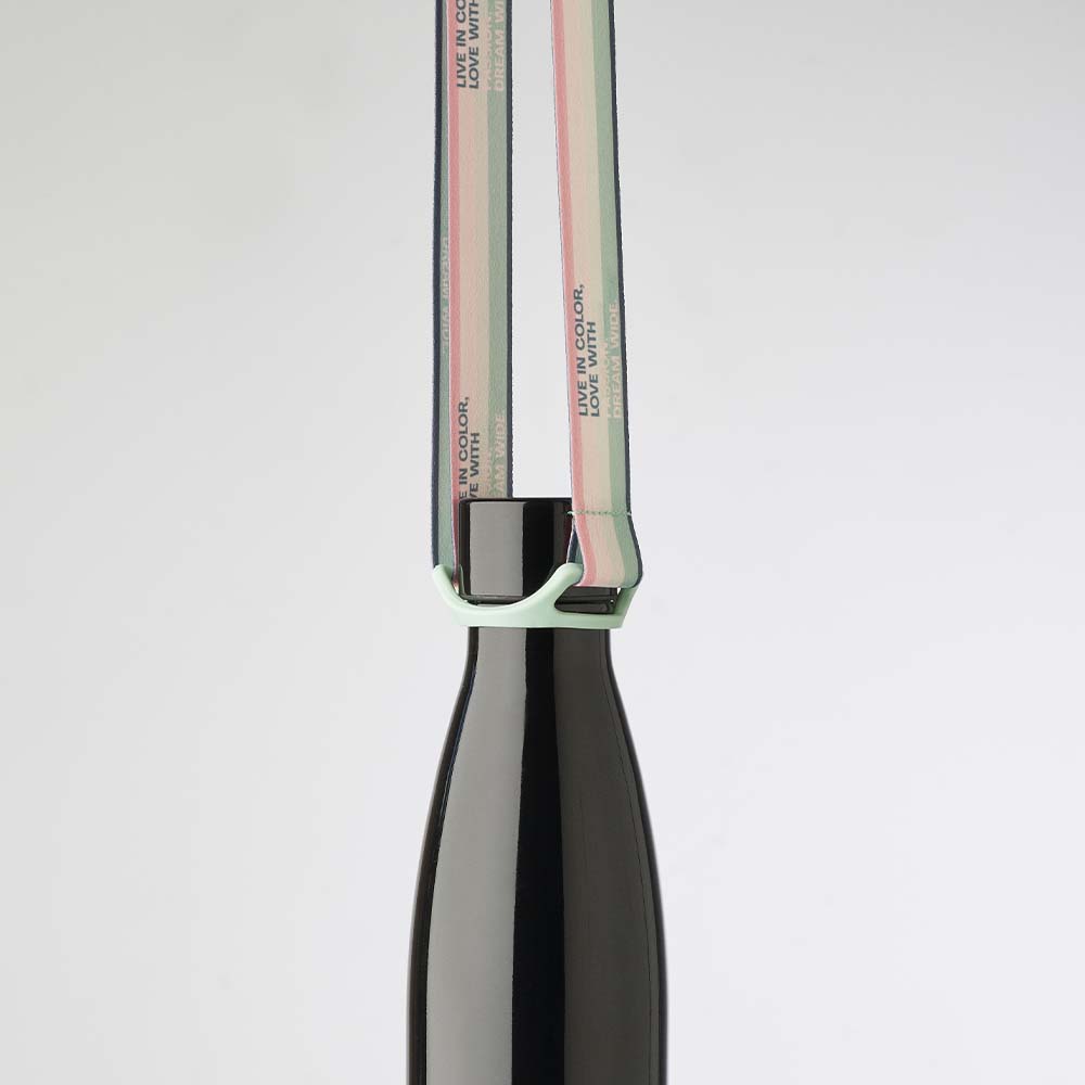Sangle sublimée avec porte-bouteille d’eau minérale selon votre design. publicitaire personnalisé - vue 4