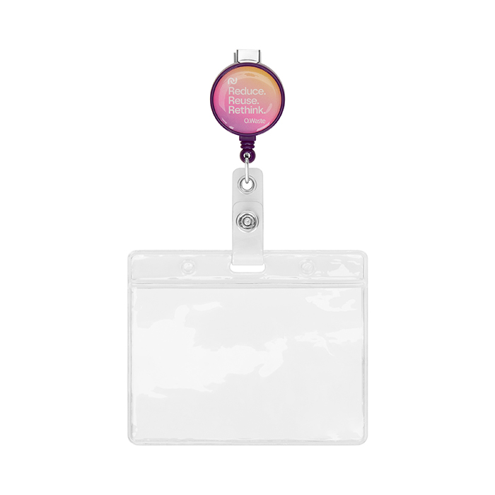 Enrouleur de badge rétractable de forme ronde avec logo ⌀2,8cm. publicitaire personnalisé - vue 4