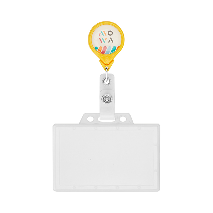 MLBR03 Enrouleur de badge rétractable en forme de goutte avec logo ⌀2,5cm. publicitaire personnalisé - vue 4