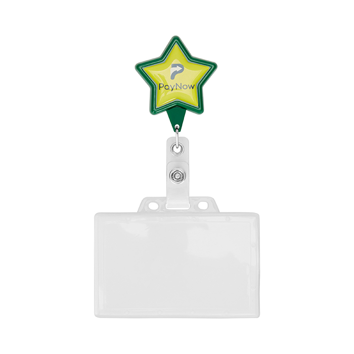 Enrouleur de badge rétractable en forme d'étoile avec logo. publicitaire personnalisé - vue 4