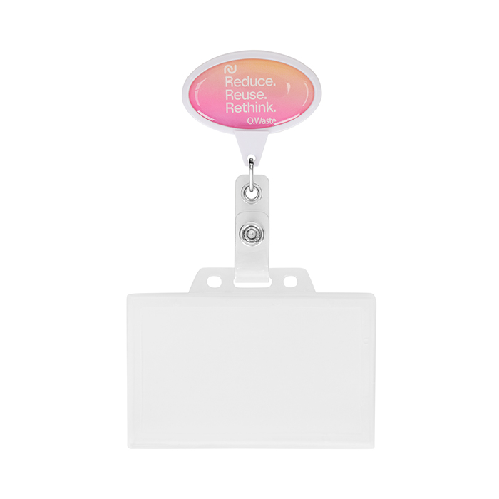 MLBR08 Enrouleur de badge rétractable de forme ovale avec logo. publicitaire personnalisé - vue 4