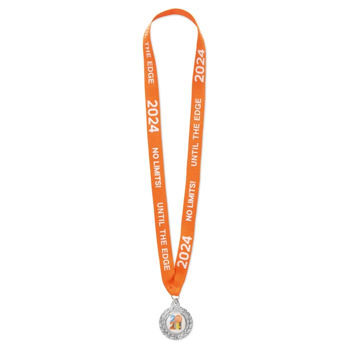 MM1024 Médaille en fer de 50 mm avec doming. 1 couleur/2 faces sur ruban. publicitaire personnalisé - vue 4