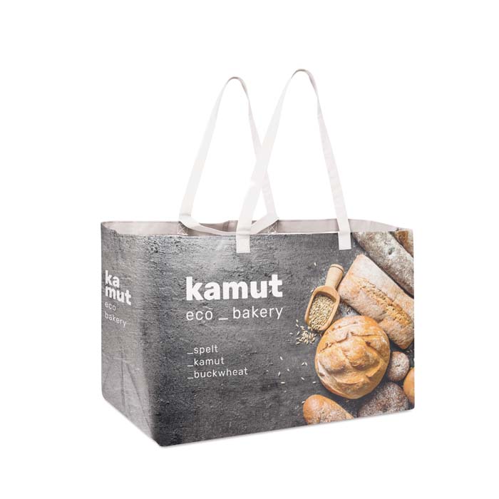 Sac shopping XL, anses courtes en PP et votre design en quadri. publicitaire personnalisé - vue 4