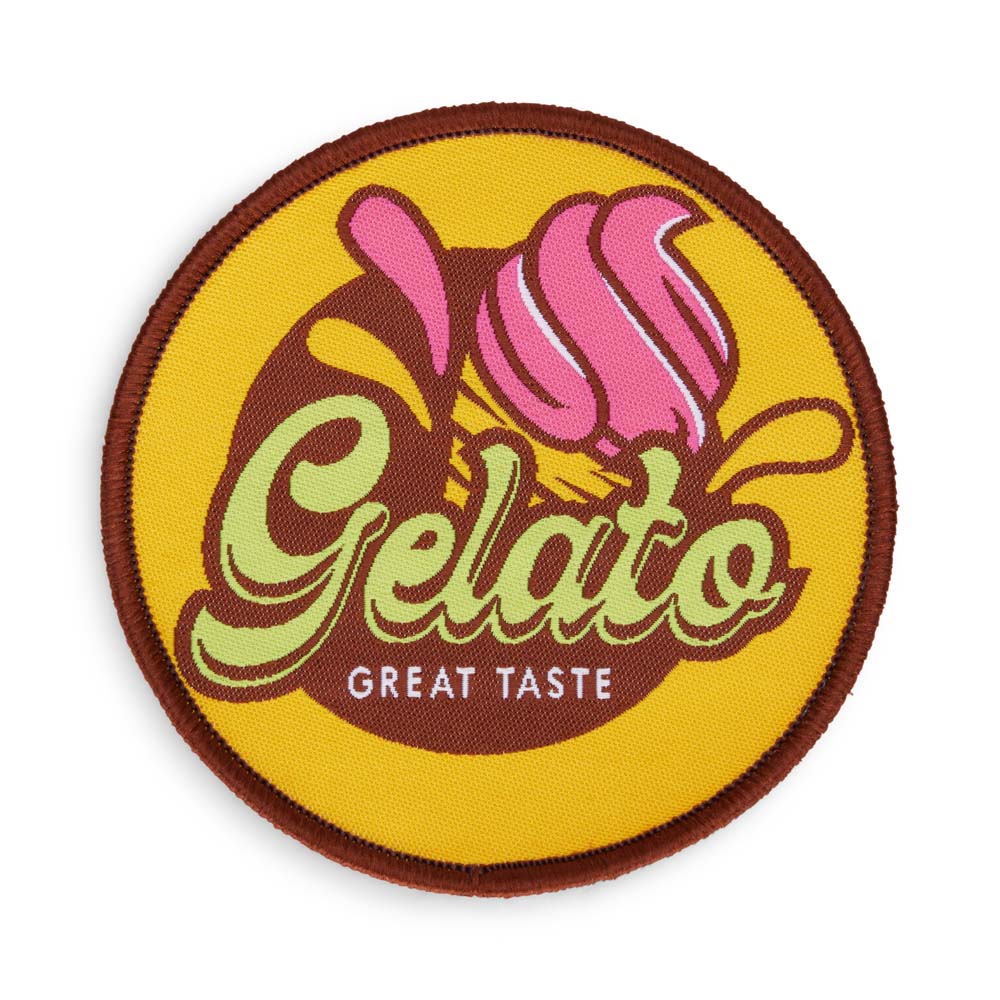 MPAT03 Écusson en polyester de forme personnalisée, avec bordure Merrow et logo tissé. publicitaire personnalisé - vue 4