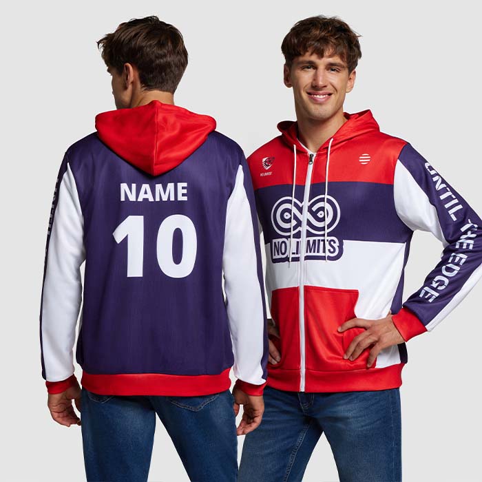 Sweat à capuche zippé unisexe sublimé en quadri à votre motif. publicitaire personnalisé - vue 4