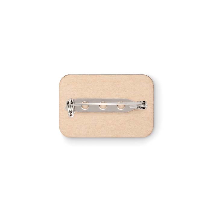 MBDG03 Épinglette en bois forme rectangle avec fermeture par épingle de sûreté publicitaire personnalisé - vue 5