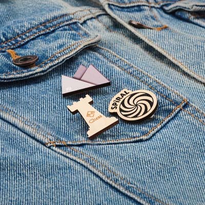 MBDG04 Épinglette en bois sur mesure avec fermeture par épingle de sûreté publicitaire personnalisé - vue 5