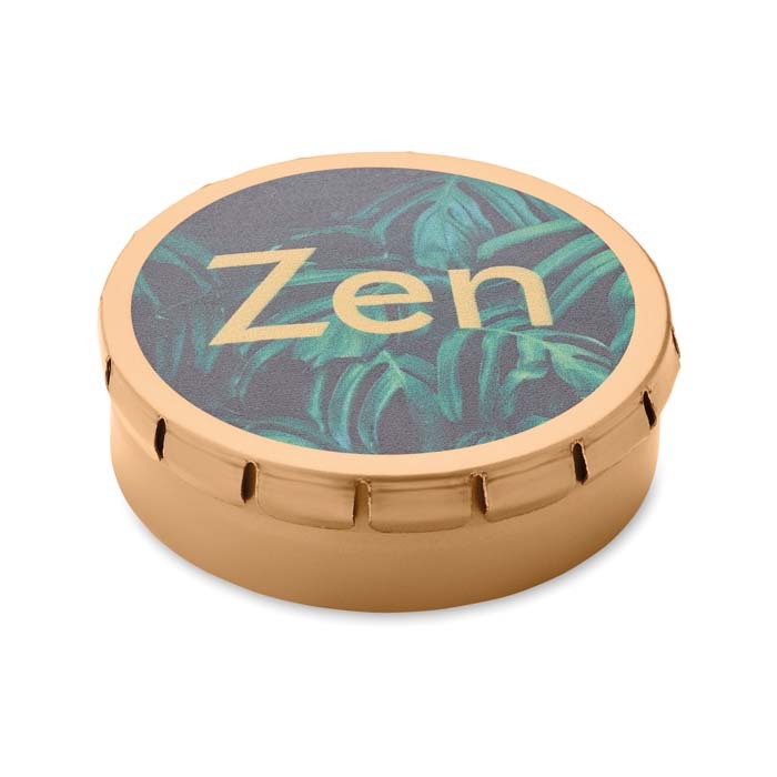 Boîtier en métal avec ouverture pression. Dimensions : Ø4,7X1,6 cm. publicitaire personnalisé - vue 5