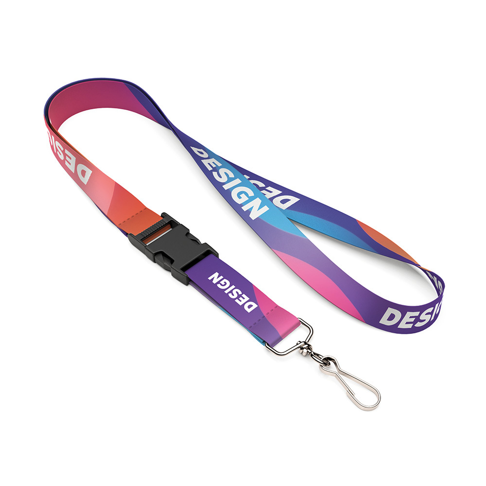 ML1304 Lanyard RPET avec boucle et motif en quadri sur les deux faces. publicitaire personnalisé - vue 5