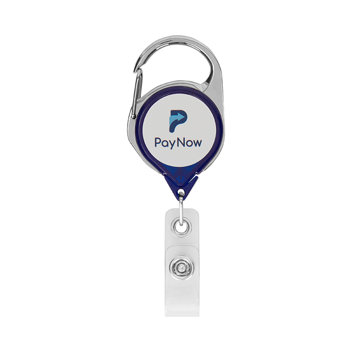 Enrouleur de badge rétractable avec mousqueton et logo (sans clip ceinture). publicitaire personnalisé - vue 5