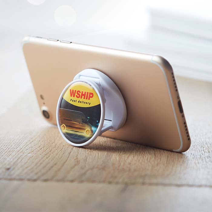 Support de téléphone pliable en ABS avec doming en quadri. publicitaire personnalisé - vue 5