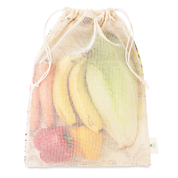 Sac d'épicerie en coton avec maille sur 1 côté (30x40cm). publicitaire personnalisé - vue 6