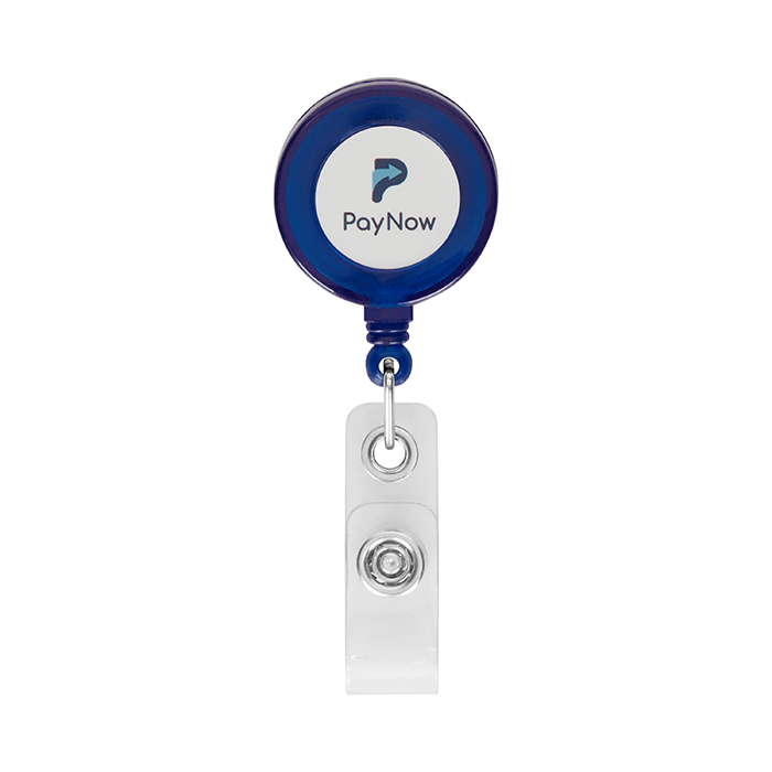 Enrouleur de badge rétractable de forme ronde avec logo ⌀2cm. publicitaire personnalisé - vue 6