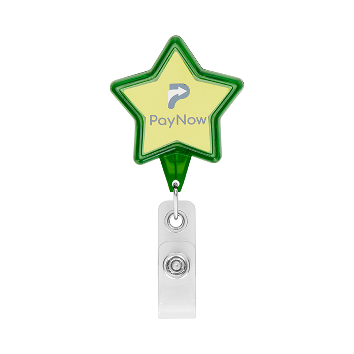Enrouleur de badge rétractable en forme d'étoile avec logo. publicitaire personnalisé - vue 6