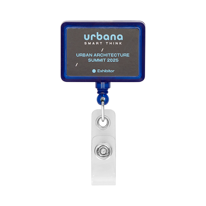 Enrouleur de badge rétractable en forme de rectangle avec logo. publicitaire personnalisé - vue 6