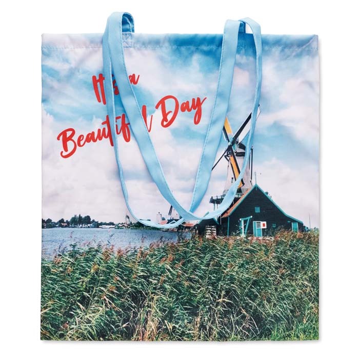 Tote bag en RPET sublimé. Taille : 38x42cm. Anses longues : 70x2cm. publicitaire personnalisé - vue 7