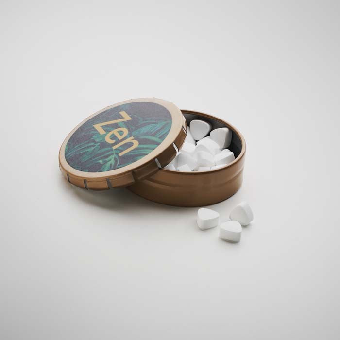 Boîtier en métal avec ouverture pression. Dimensions : Ø4,7X1,6 cm. publicitaire personnalisé - vue 7