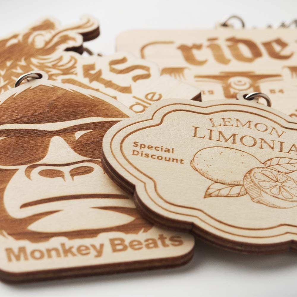 MK6001 Porte-clés en bois de forme personnalisée, fabriqué en contreplaqué de tilleu... publicitaire personnalisé - vue 7