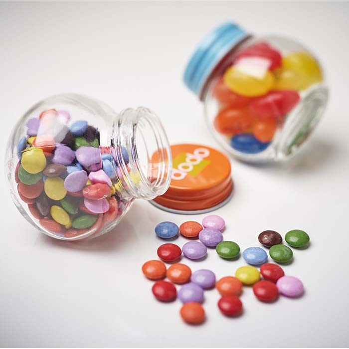 Pot en verre avec couvercle en métal. Dimensions : 5,5X5X3,5 cm. publicitaire personnalisé - vue 7