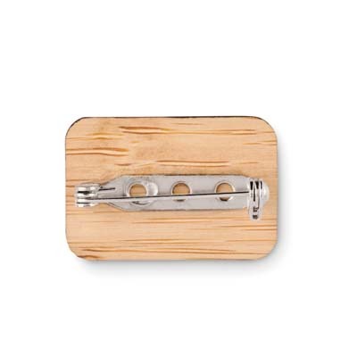 MBDG13 Épinglette en bambou forme rectangle fermeture par épingle de sûreté publicitaire personnalisé - vue 8